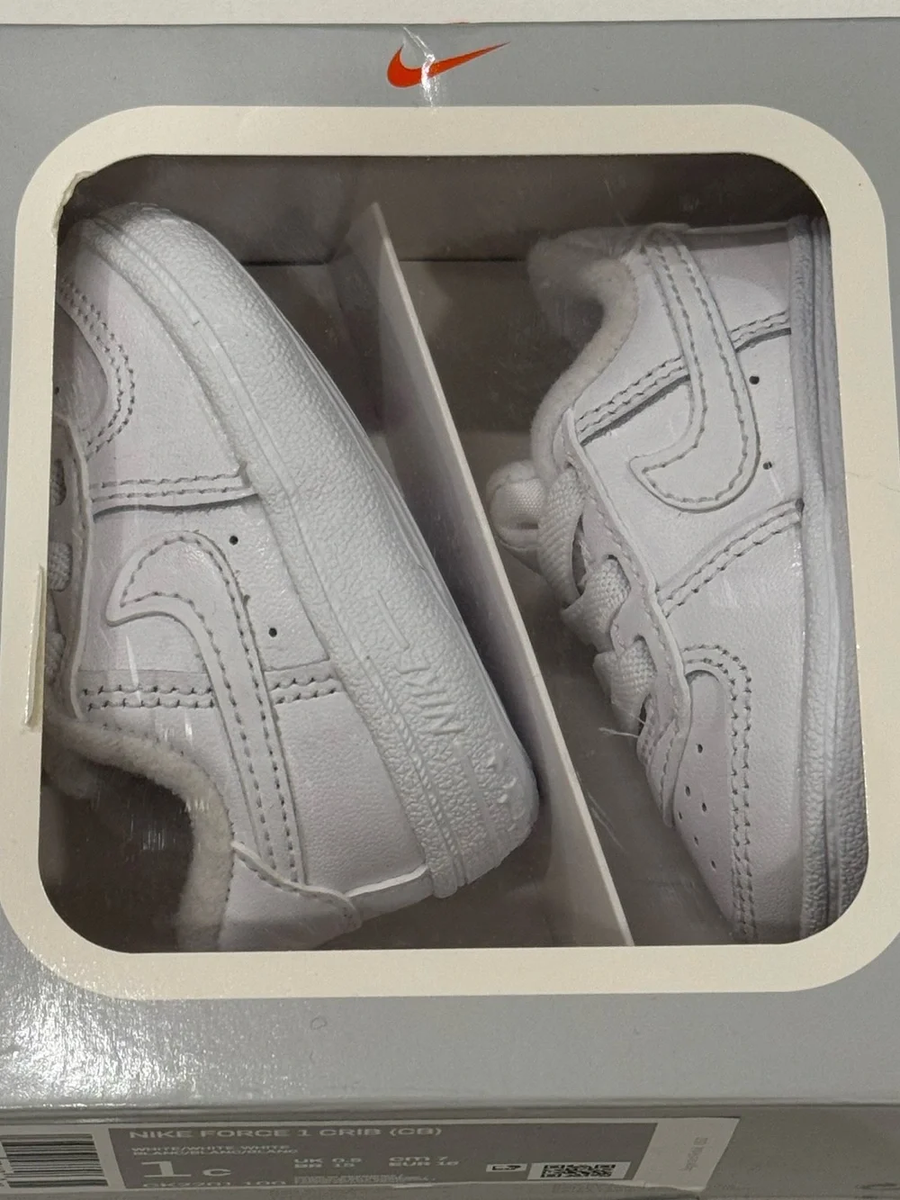 Nike Force One Crib (CB) CK2201 100 Size 1C Infant White Leather Sneaker